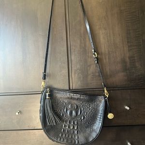 Brahmin embossed leather shoulder/crossbody bag (black)